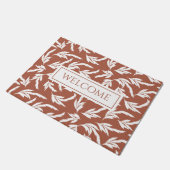 Terrakotta, Erdtöne und weiße Blätter Fußmatte (Schrägansicht)