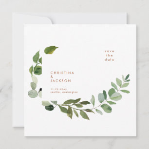 Terrakotta-Eukalyptus-Hochzeitsquadrat - Save the Date