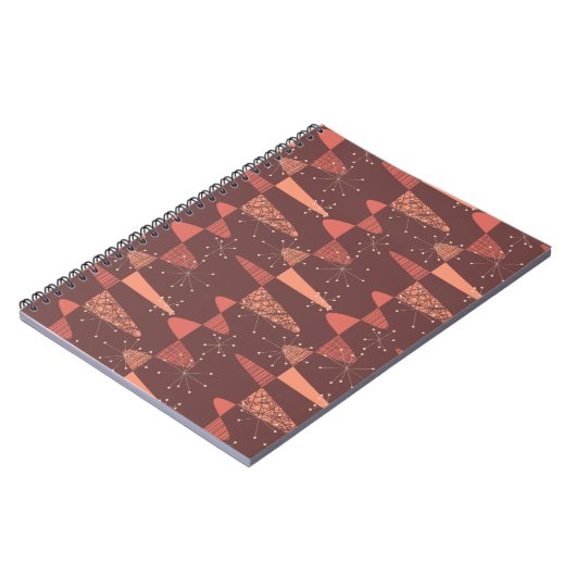 Terrakotta farbt Wellen und Sterne nahtloses Muste Notizblock (Linke Seite)