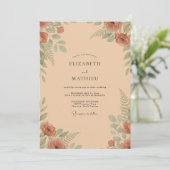 Terrakotta-Farn-Boho-Hochzeit Einladung (Stehend Vorderseite)
