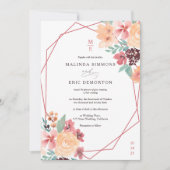 Terrakotta florale Aquarellfarben Foto Hochzeit Einladung (Vorderseite)