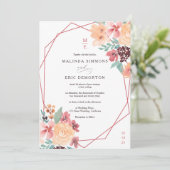 Terrakotta florale Aquarellfarben Foto Hochzeit Einladung (Stehend Vorderseite)