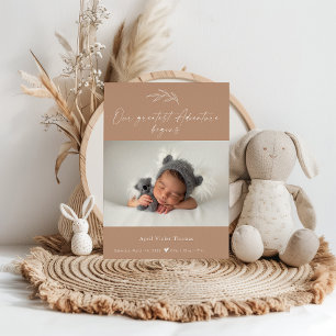 Terrakotta-Foto-Baby-Ankündigungskarte Einladung