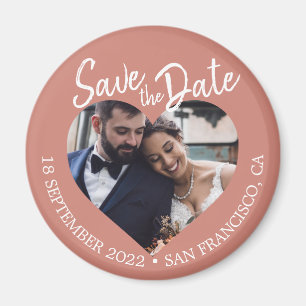 Terrakotta Foto Moderne Schrift Save-the-Date-Kart Magnet