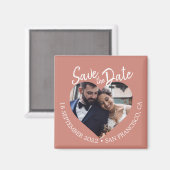 Terrakotta Foto Moderne Schrift Save-the-Date-Kart Magnet (Vorderseite/Rückseite)