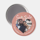 Terrakotta Foto Moderne Schrift Save-the-Date Magnet (Vorderseite/Rückseite)