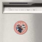 Terrakotta Foto Moderne Schrift Save-the-Date Magnet (In Situ (Geschirrspüler))