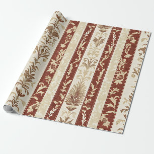 Terrakotta-Französisches-Land-Toile-Blumenstreifen Geschenkpapier