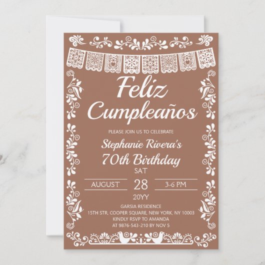 Terrakotta Frohen 70. Geburtstag  Einladung (Vorderseite)