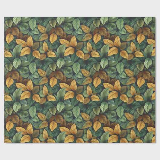 Terrakotta-Gelb-Herbstlaub Geschenkpapier (Flach)