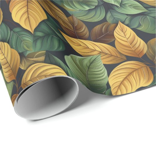 Terrakotta-Gelb-Herbstlaub Geschenkpapier (Rolleneckpunkt)