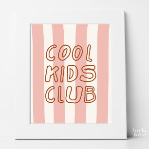 Terrakotta-Gestreifter Cool Kids Club Retro-Kinder Poster