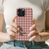 Terrakotta-Gingham-Monogramm-Mama-Oma-Initiale iPhone Hülle