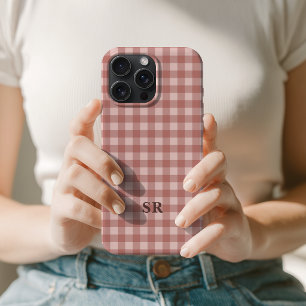 Terrakotta-Gingham-Monogramm-Mama-Oma-Initiale iPhone 15 Pro Max Hülle