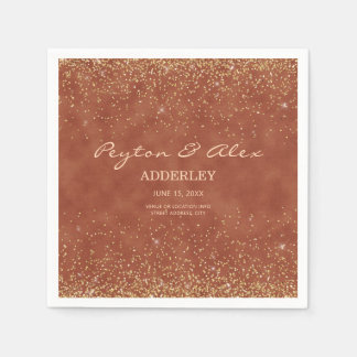 Terrakotta Gold Glitter Hochzeitsempfang Serviette