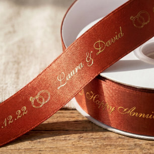 Terrakotta Gold Jubiläum Personalisierter Name Satinband