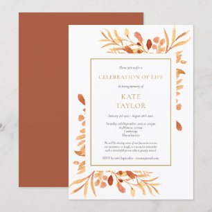 Terrakotta-Gold-Laubwerk-Feier des Lebens Einladung