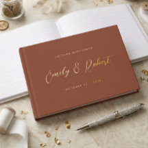 Terrakotta Gold Schrift Moderne Foto Hochzeit