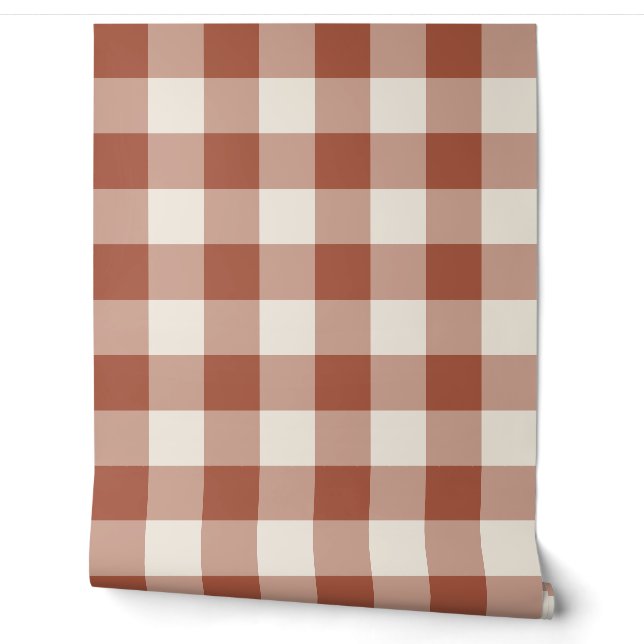 Terrakotta große Gingham-Karo Plaid Tapete (Abrollen)