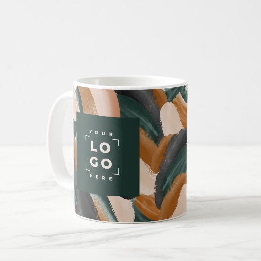 Terrakotta, grün abstrakt gestrichen minimalmodern kaffeetasse (Vorderseite Links)