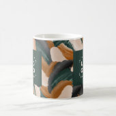 Terrakotta, grün abstrakt gestrichen minimalmodern kaffeetasse (Mittel)