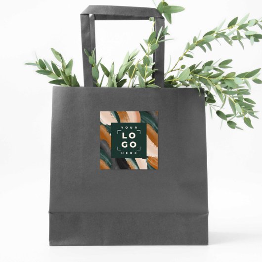 Terrakotta, grün abstrakt gestrichen minimalmodern quadratischer aufkleber