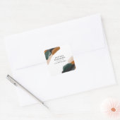 Terrakotta, grün abstrakt gestrichen minimalmodern quadratischer aufkleber (Umschlag)