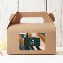 Terrakotta, grün abstrakt gestrichen minimalmodern rechteckiger aufkleber