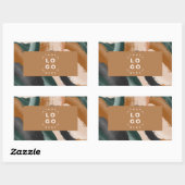 Terrakotta, grün abstrakt gestrichen minimalmodern rechteckiger aufkleber (Blatt)