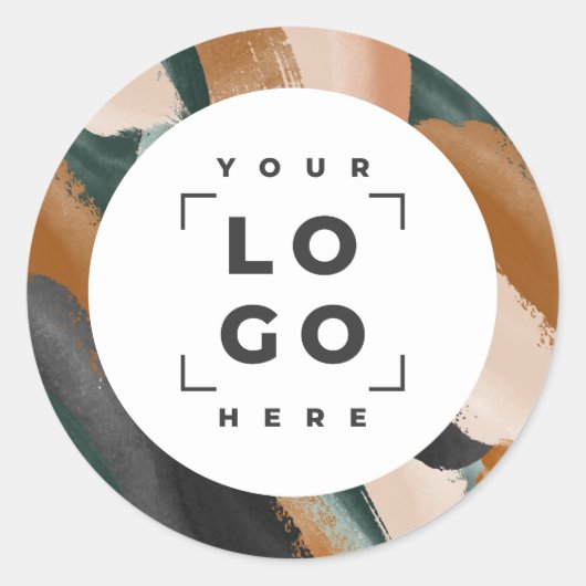 Terrakotta, grün abstrakt gestrichen minimalmodern runder aufkleber (Vorderseite)
