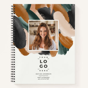 Terrakotta grüne moderne minimalistische Fotoabstr Notizblock