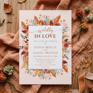 Terrakotta-Herbst-Blumen-Boho-Hochzeit wild verlie Einladung