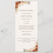 Terrakotta Herbst-Blumen-Hochzeitsprogramm Menükarte (Rückseite)