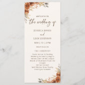 Terrakotta Herbst-Blumen-Hochzeitsprogramm Menükarte (Vorderseite)