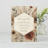 Terrakotta-Herbst-Boho-Hochzeit Einladung (Stehend Vorderseite)