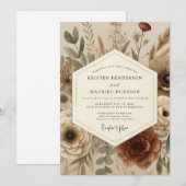Terrakotta-Herbst-Boho-Hochzeit Einladung (Vorne/Hinten)