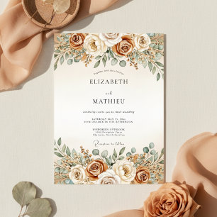 Terrakotta-Herbst-Botanische Hochzeit Einladung