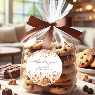 Terrakotta Herbst-Kürbis-Braut-Party Runder Aufkleber