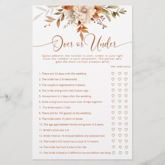 Terrakotta-Herbst über oder unter Brautparty (Vorderseite)