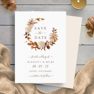 Terrakotta-Herbstkranz-Hochzeit - Termin vormerken Save The Date