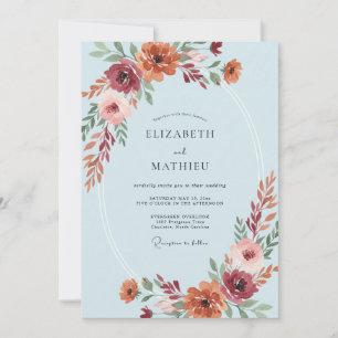 Terrakotta-Himmel-Blüten-Hochzeit Einladung
