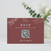 Terrakotta-Hochzeit Botanischer QR-Code Elegant RSVP Karte (Stehend Vorderseite)