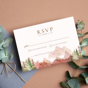 Terrakotta-Hochzeit-Gebirgs-RSVP-Beilagekarte Einladung
