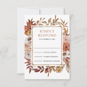 Terrakotta-Hochzeit mit Blumen RSVP Karte