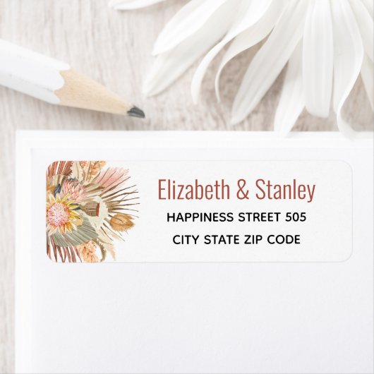 Terrakotta-Hochzeit mit getrockneten Palmen und Pa (Insitu)