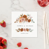 Terrakotta Hochzeit mit verbrannt-orangen Blumenmo Serviette (Beispiel)