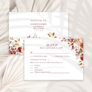 Terrakotta-Hochzeit-RSVP-Karte mit verbrannter Ora Dankeskarte