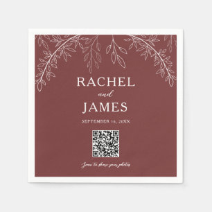 Terrakotta-Hochzeits-Foto-Sharing-QR-Code Minimal Serviette