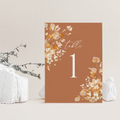 Terrakotta-Hochzeitstischnummern, Florale Eleganz