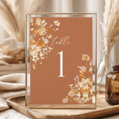 Terrakotta-Hochzeitstischnummern, Florale Eleganz